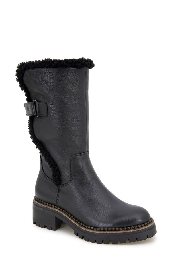 ジェントルソウルズ レディース シューズ ブーツ・レインブーツ Gentle Souls Bradford Faux Shearling Trim Boot Black Leather ブラック