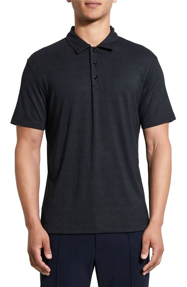 セオリー メンズ トップス ポロシャツ Theory Bron CAnemone Polo Black Multi A0p ブラック