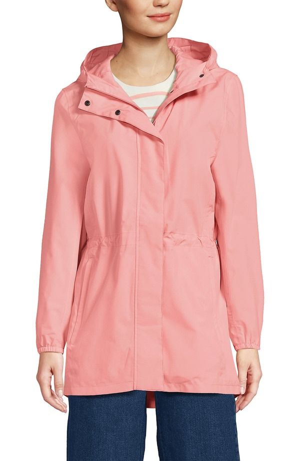 ランズエンド レディース アウター ジャケット・ブルゾン コート Lands End Squall Packable Waterproof Raincoat Sunset Coral Pink ピンク