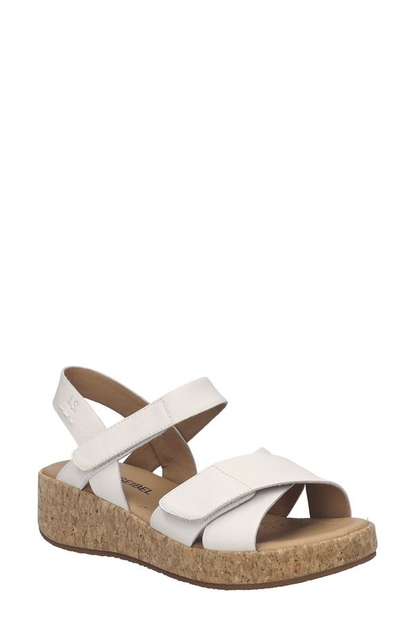 ジョセフセイベル レディース シューズ サンダル プラットフォーム Josef Seibel Evita 03 Slingback Platform Wedge Sandal White Leather ホワイト