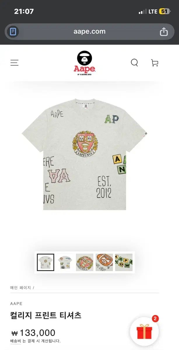 AAPE Tシャツ グレー L (正規品 新品)