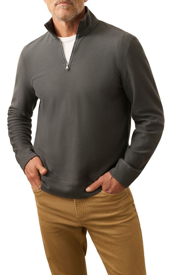 ファレティ メンズ アウター パーカー・スウェット ハーフジップ Faherty Texture Quarter Zipullover Mountain Coal