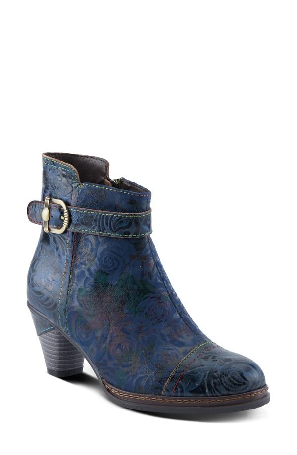 スプリングステップ レディース シューズ ブーツ・レインブーツ LArtiste by Spring Step Antilles Flower Embossed Blue ブルー