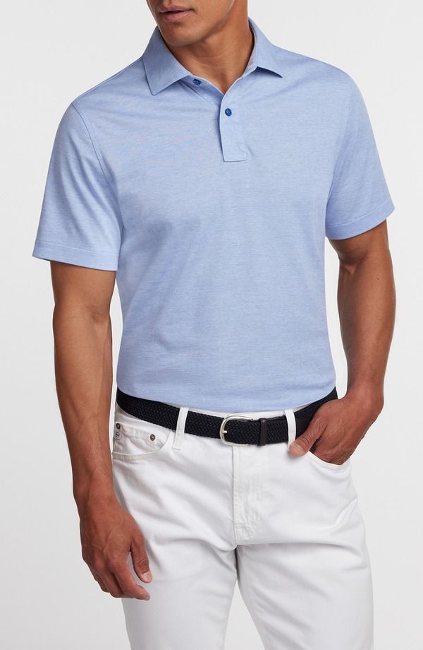 デイビッドドナヒュー メンズ トップス ポロシャツ コットン Davidonahue Connery Cotton Polo Tidal Blue ブルー