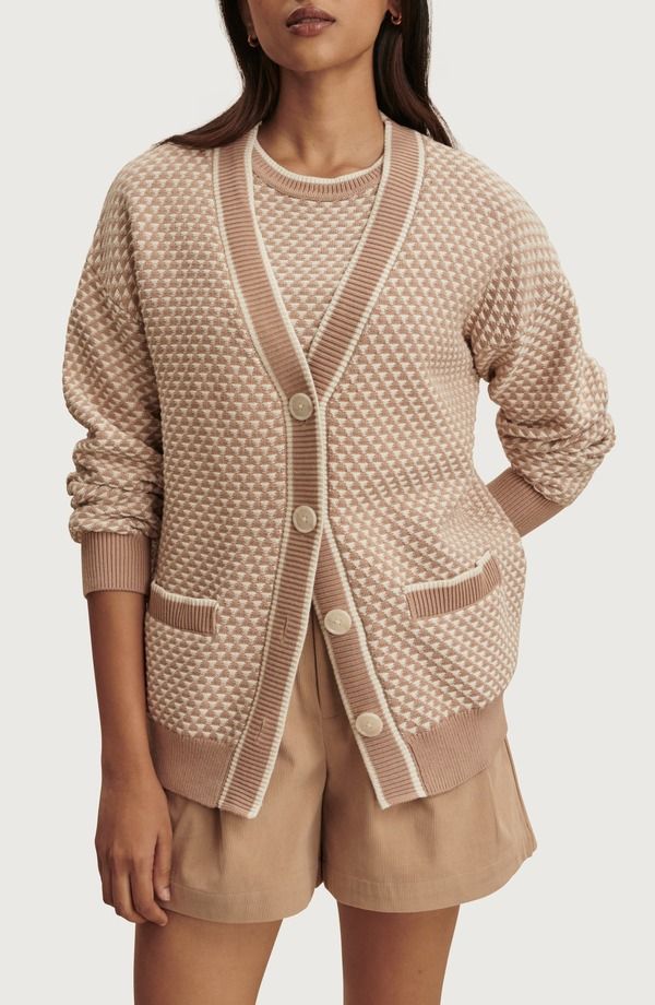 バーレイ レディース アウター パーカー・スウェット コットン カーディガン Varley Tarran Longline Cotton Boyfriend Cardigan Lightaupe トープ