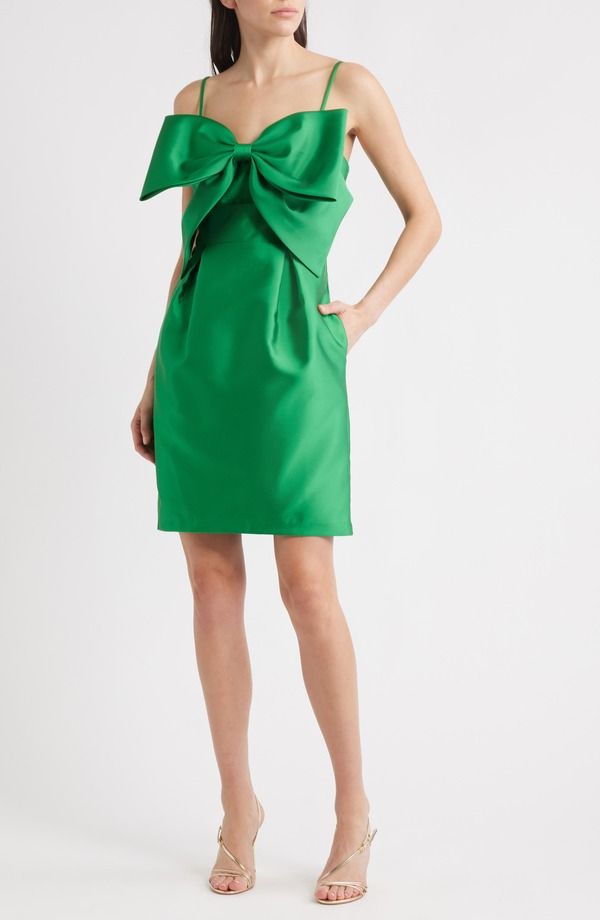 エリザジェイ レディース トップス ワンピース Eliza J Bow Mikado Cocktail Dress Emerald エメラルド