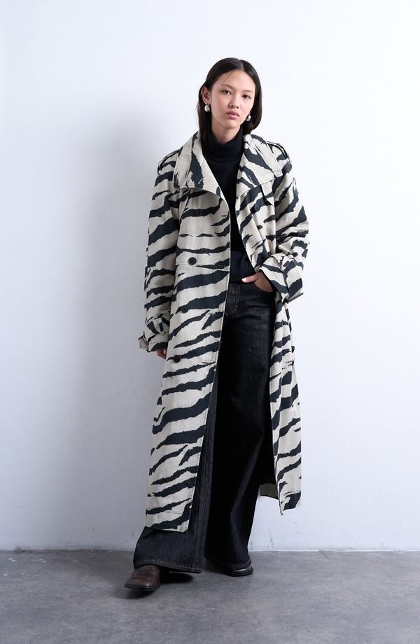 トップショップ レディース アウター ジャケット・ブルゾン コート Topshop Stand Collar Trench Coat Black ブラック