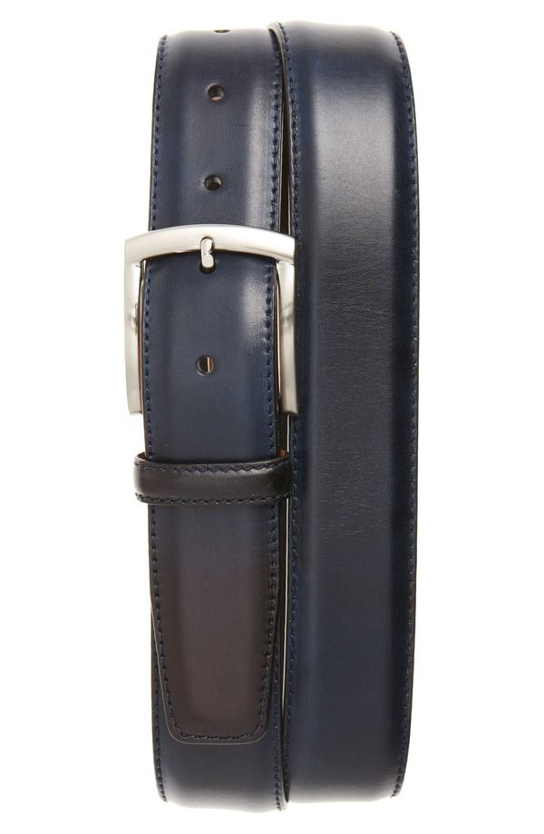 マグナーニ メンズ アクセサリー ベルト レザー Magnanni Tanner Leather Belt Navy ネイビー
