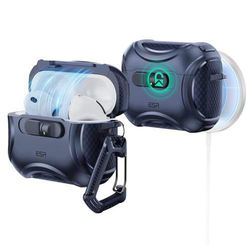 ESR AirPods Pro3 ケース（2025）MagSafe充電 USB-Cケーブル対応 落下衝撃保護 片手で簡単オープン キズ防止 AirPods Pro 第3世代 エアーポッズプロ3用 Cyberシリーズ ブルーp
