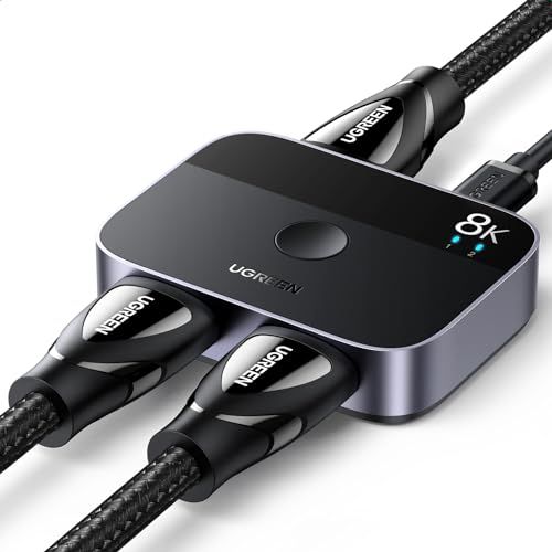 UGREEN HDMI 2.1切り替え器 8K@60Hz HDMIスイッチ 双方向 2入力1出力 Ultra HD対応 4K@120Hz、3D、HDR Dolby；48Gbps PS4/PS5 Fire Stick Xbox Switch TV対応p