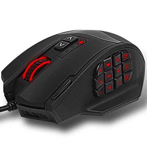 RED SAMURAI ゲーミングマウス 有線 マウス 16400dpi 1000Hz 18個 プログラムボタン サイドボタン ウエイト調整 安定のグリップ バックライト カスタマイズ プログラム MMO/FPS/MOBA ゲームマウス (ブラック)p
