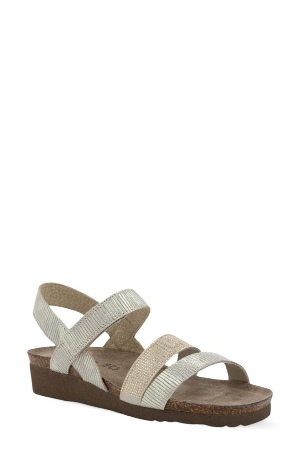 ナオト レディース シューズ ヒール サンダル Naot Krista Sandal Platinum Stripe Gold ゴールド