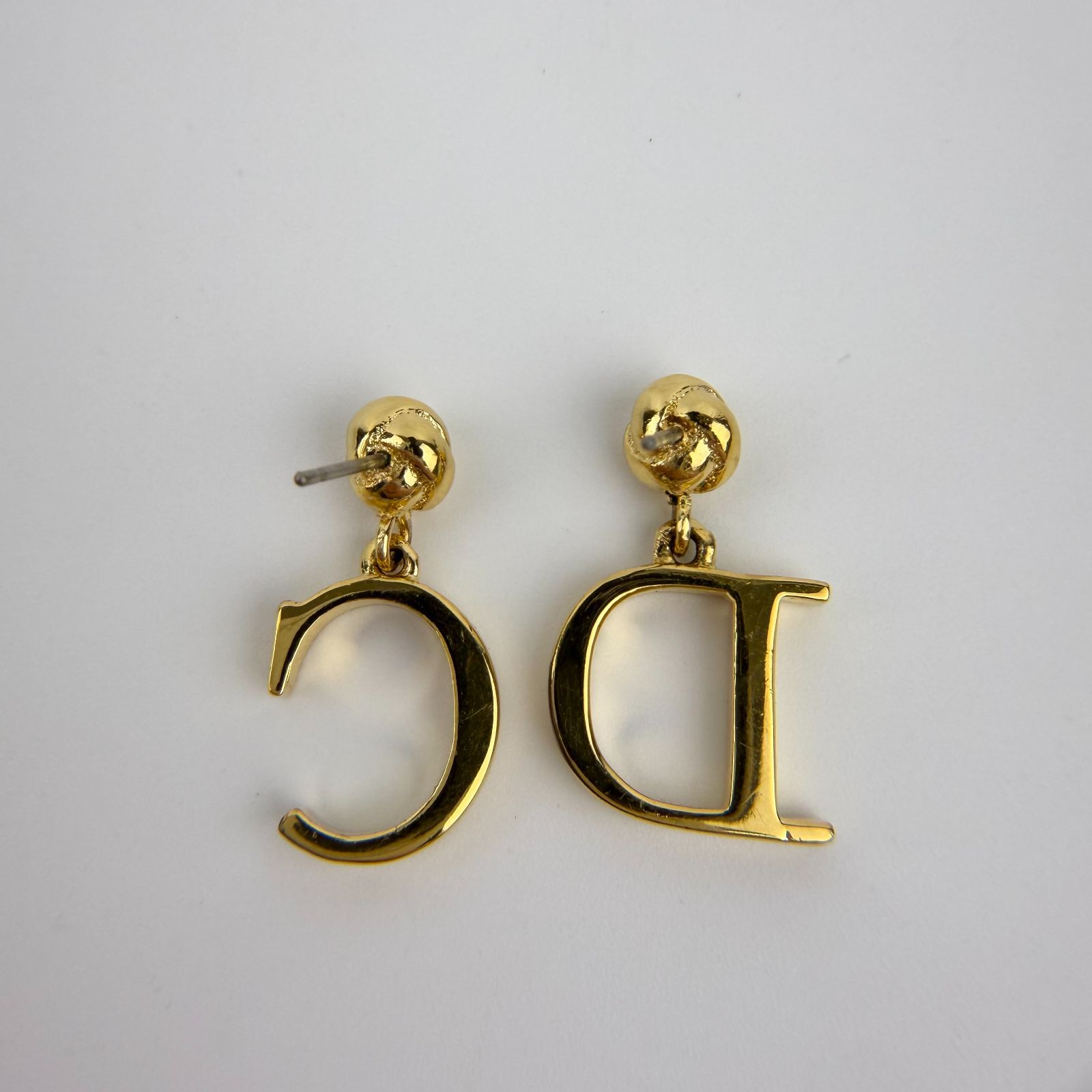 中古】Christian Dior クリスチャンディオール CDロゴ ピアス ゴールド 