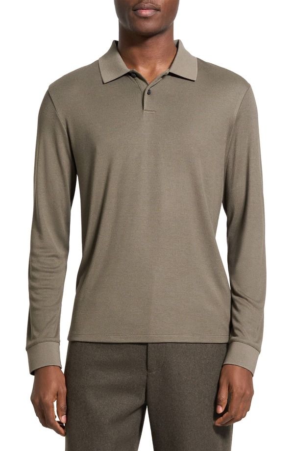 セオリー メンズ トップス ポロシャツ Theory Goris Anemone Milano Long Sleeve Polo Tarmac 32,370円
