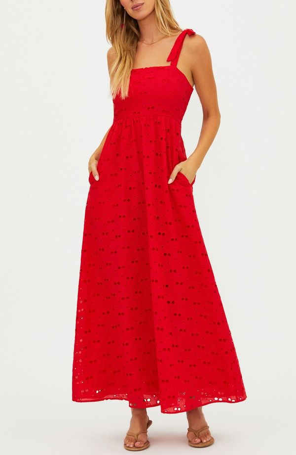 ビーチライオット レディース トップス ワンピース ミディ Beach Riot Eyeletie Shoulder Midi Dress Cherry Eyelet