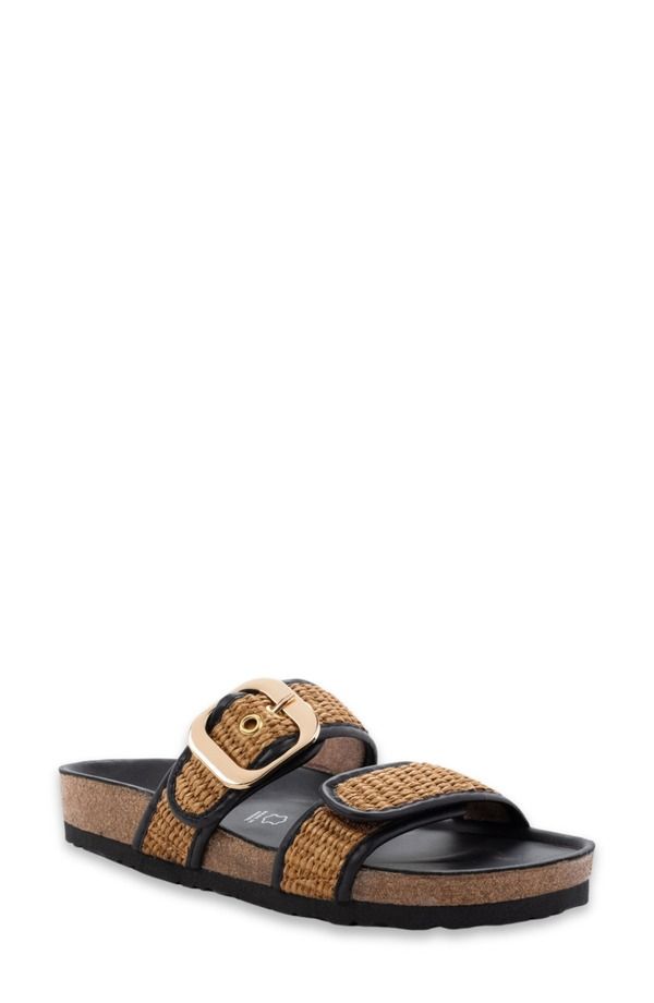 ナオト レディース シューズ ヒール サンダル Naot Nashville Double Band Slide Sandal Black Brown Raffia ブラック
