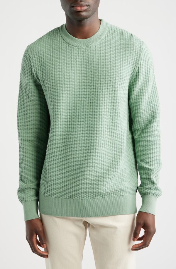 ボス メンズ アウター パーカー・スウェット セーター BOSS Imberto Textured Sweater Open Green グリーン