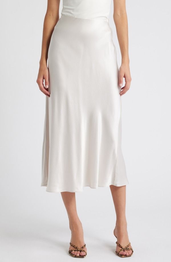 レイルズ レディース ボトムスカート ミディ サテン Rails Anya Satin Midi Skirt Ivory アイボリー
