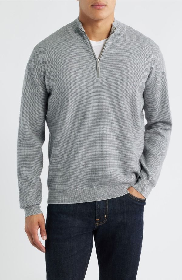 ピーター・ミラー メンズ アウター パーカー・スウェット ハーフジップ ウール セーター Peter Millar West Merino Wool Quarter Zip Sweater British Grey グレー 36,800円