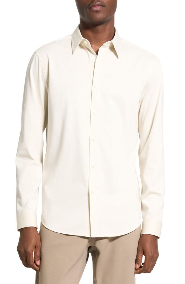 セオリー メンズ トップス シャツ ニット Theory SylvainD Structure Knit ButtonUp Shirt Oat Milk