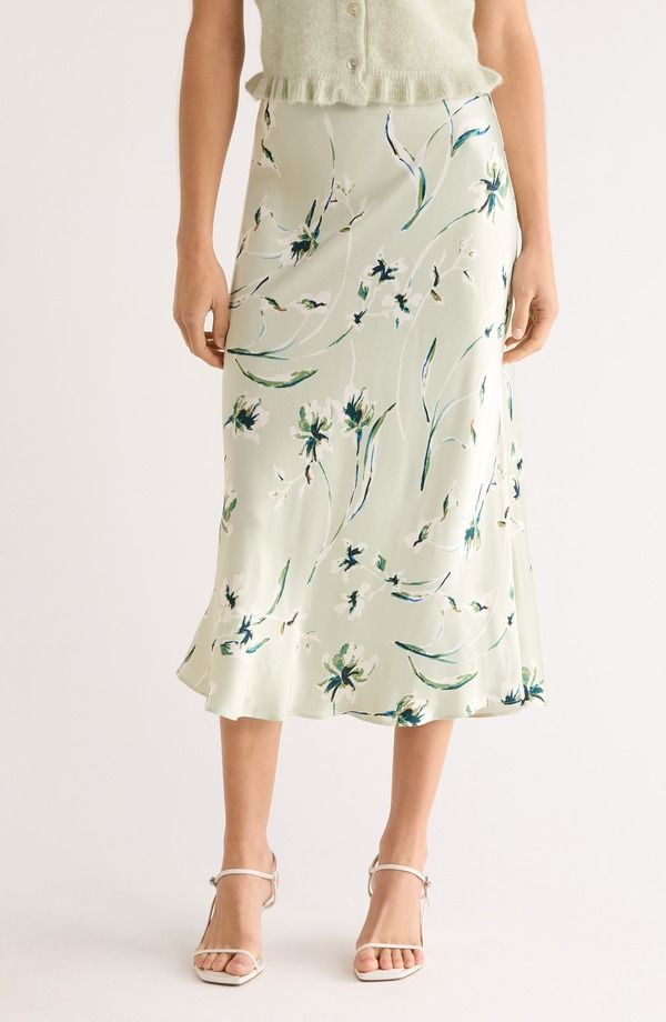 レイルズ レディース ボトムスカート フラワー柄 ミディ サテン フラワー Rails Anya Floral Satin Midi Skirt Mint Linnea ミント