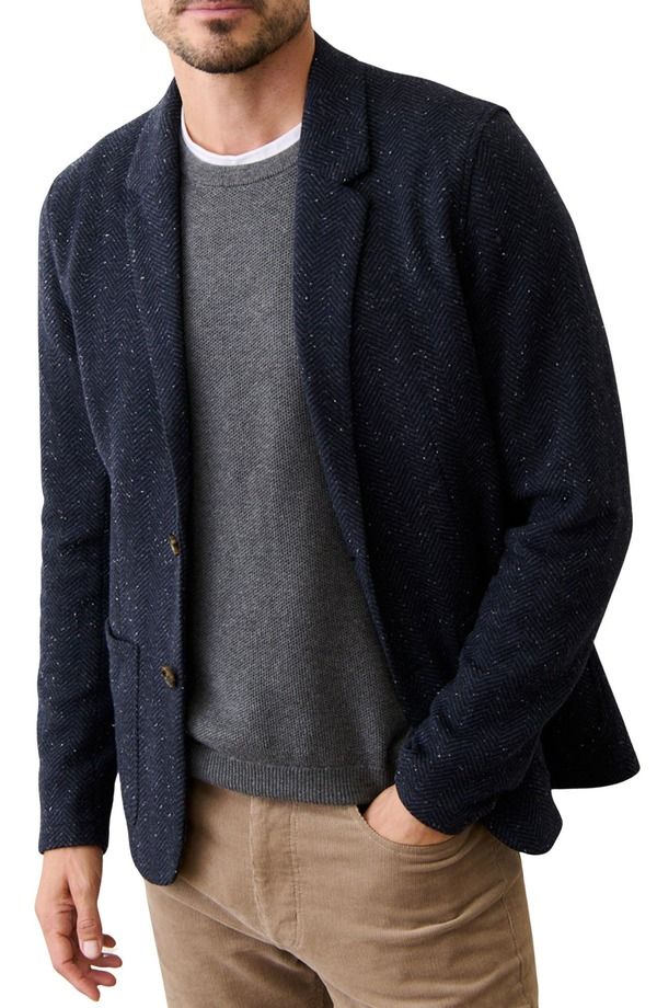 マリーン レイヤー メンズ アウター ジャケット・ブルゾン ブレザー Marine Layer Pacifica Neppy Navy Stretcherringbone Blazer Dark Herringbone ネイビー 36,270円