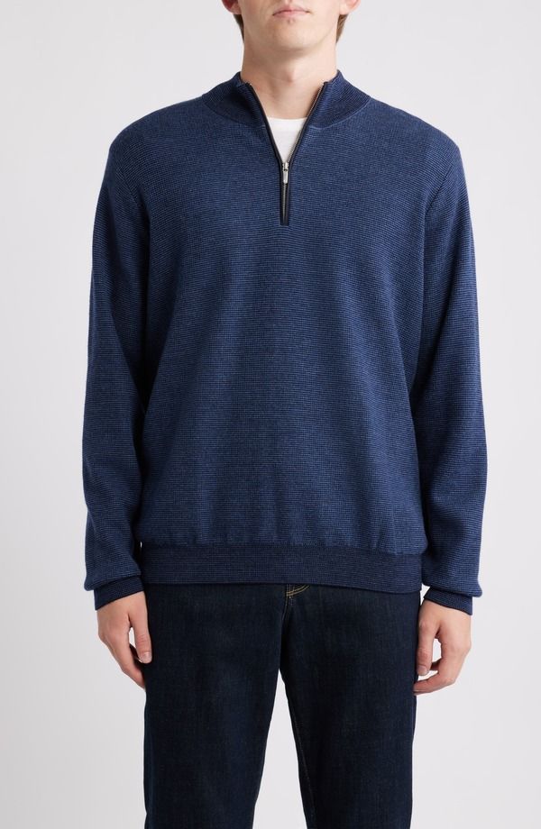 ピーター・ミラー メンズ アウター パーカー・スウェット ハーフジップ ウール セーター Peter Millar West Merino Wool Quarter Zip Sweater Blue Abyss ブルー 36,800円