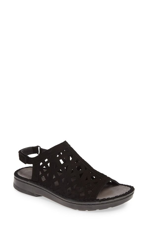 ナオト レディース シューズ ヒール サンダル Naot Amadora Slingback Sandal Black Velvet ブラック