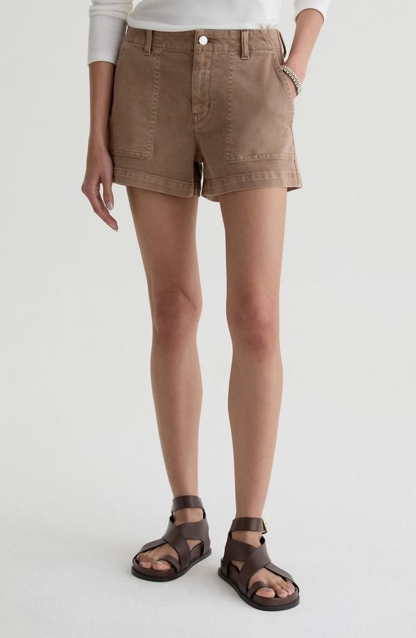 エージー レディース ボトムス ハーフパンツ・ショーツ ハイウエスト ショートパンツ AG Analeighigh Waist Workwear Twill Shortsulfur Lightaupe トープ