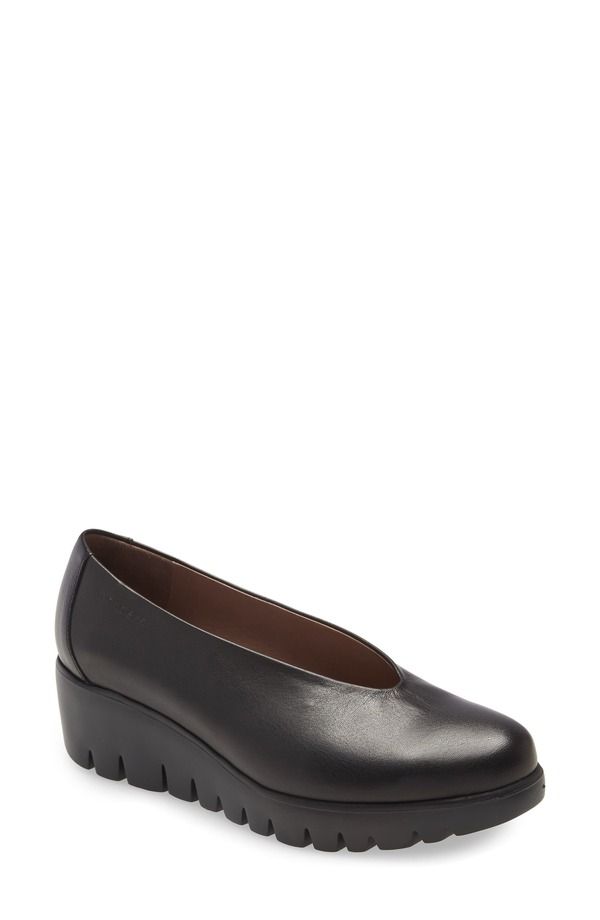 ワンダーズ レディース シューズ ヒール Wonders Lightweight Wedge Pump Black Smooth Leather ブラック