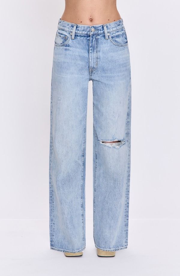 ピストーラ レディース ボトムス デニムパンツ ストレート ハイウエスト ジーンズ Pistola Hendrix Embellished Rivets High Waistraight Leg Jeans Revel Distressed