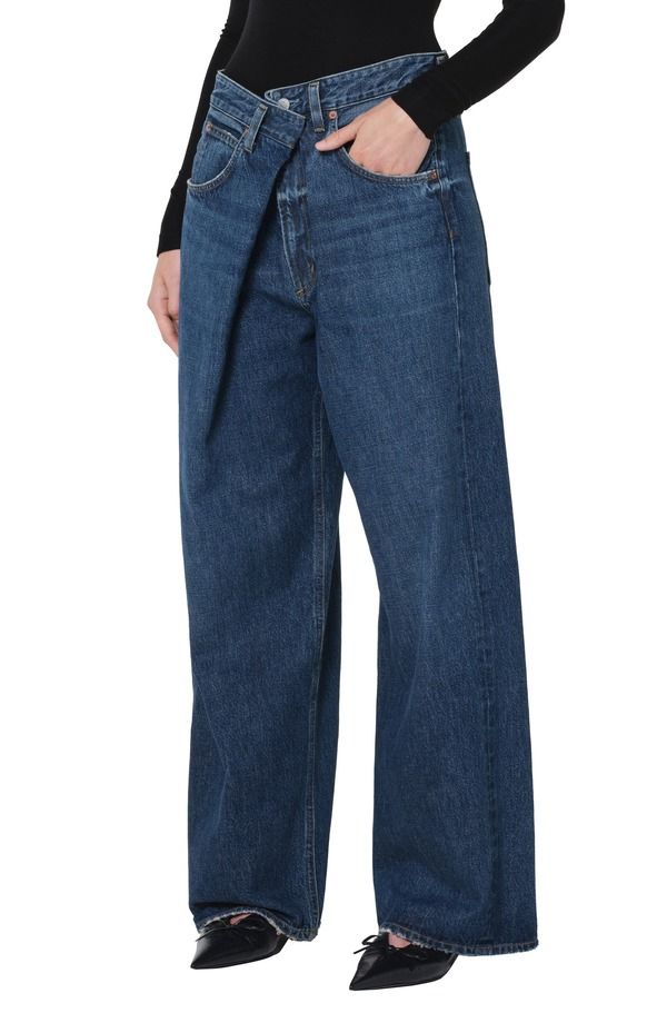 アゴルド レディース ボトムス デニムパンツ ワイドレッグ ジーンズ AGOLDE Vana Fold Waistband Wide Leg Jeans Nexus Dark Indigo インディゴ