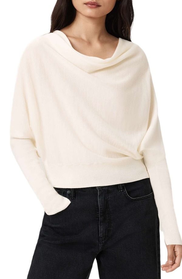 オールセインツ レディース アウター パーカー・スウェット セーター AllSaints Ridley Dolman Sleeve Crop Sweater Chalk White ホワイト