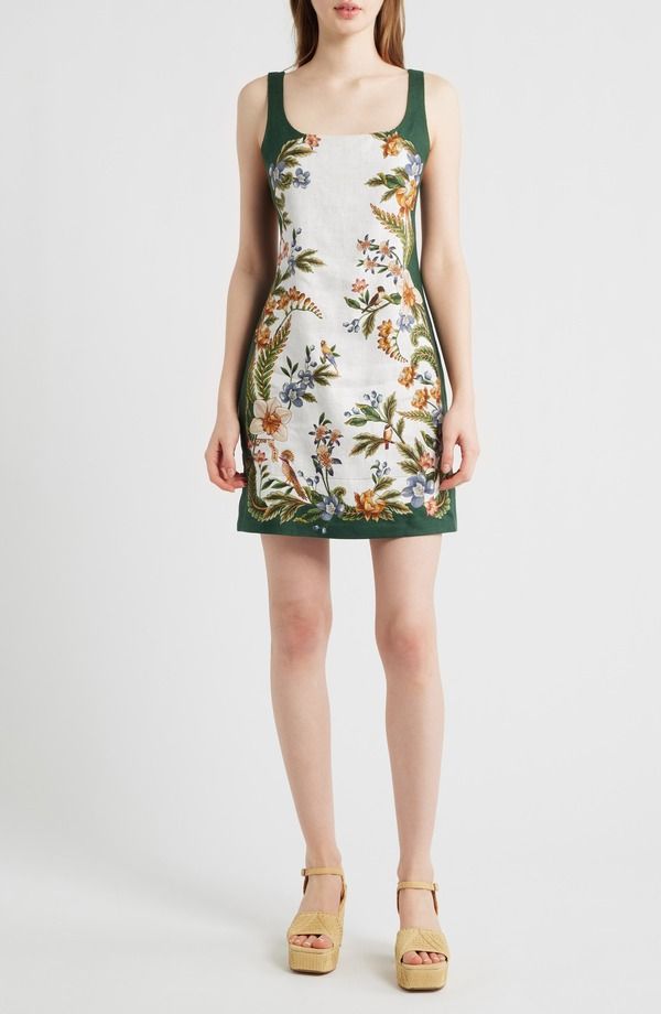 ファーム レディース ボトムス カジュアルパンツ ミニワンピース プリント ミニ リネン FARM Rio Nature Sand Print Linen Minidress Nature Sand Green グリーン