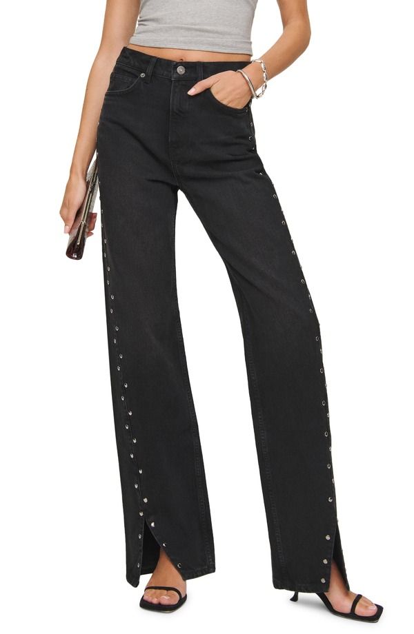リフォーメーション レディース ボトムス デニムパンツ ワイドレッグ ハイウエスト ジーンズ Reformation Cary Studded High Waist Slouchy Wide Leg Jeans Vana Studded