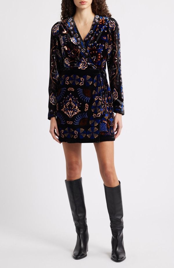 ファーム レディース トップス ワンピース ミニ FARM Rio Arabesque Mix Scarves Wrap Minidress Black ブラック