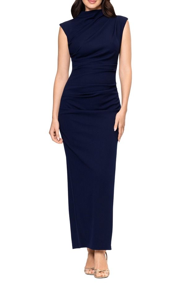 ベッツィアンドアダム レディース トップス ワンピース プリーツ ノースリーブ Betsy Adam Pleated Sleeveless Column Gownavy ネイビー