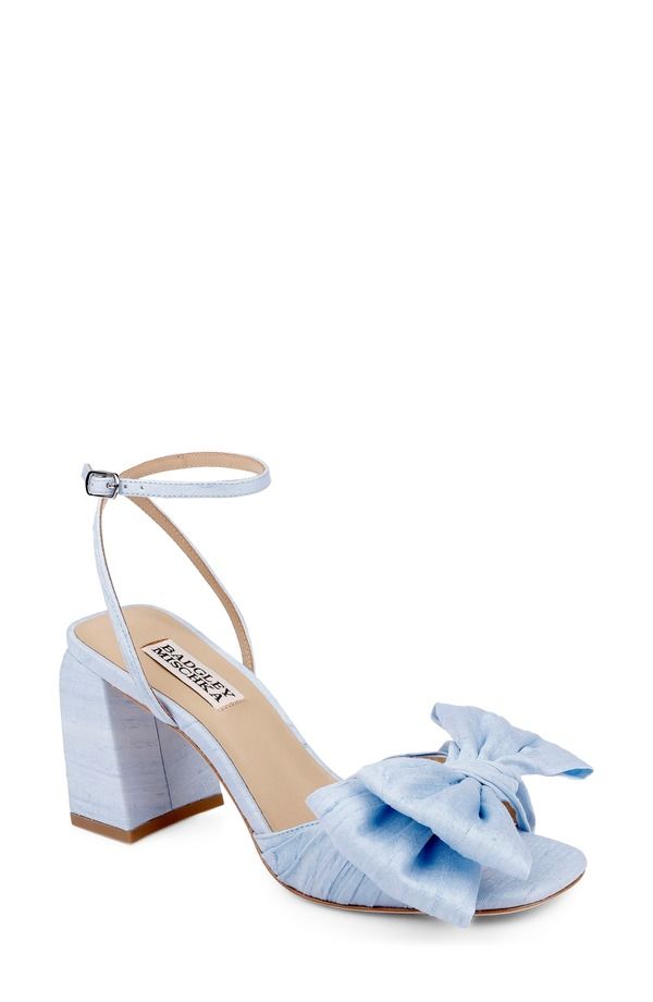 バッジェリーミシュカ レディース シューズ ヒール プラットフォーム サンダル アンクル BADGLEY MISCHKA Olani Platform Ankle Strap Sandal Blue Silk ブルー