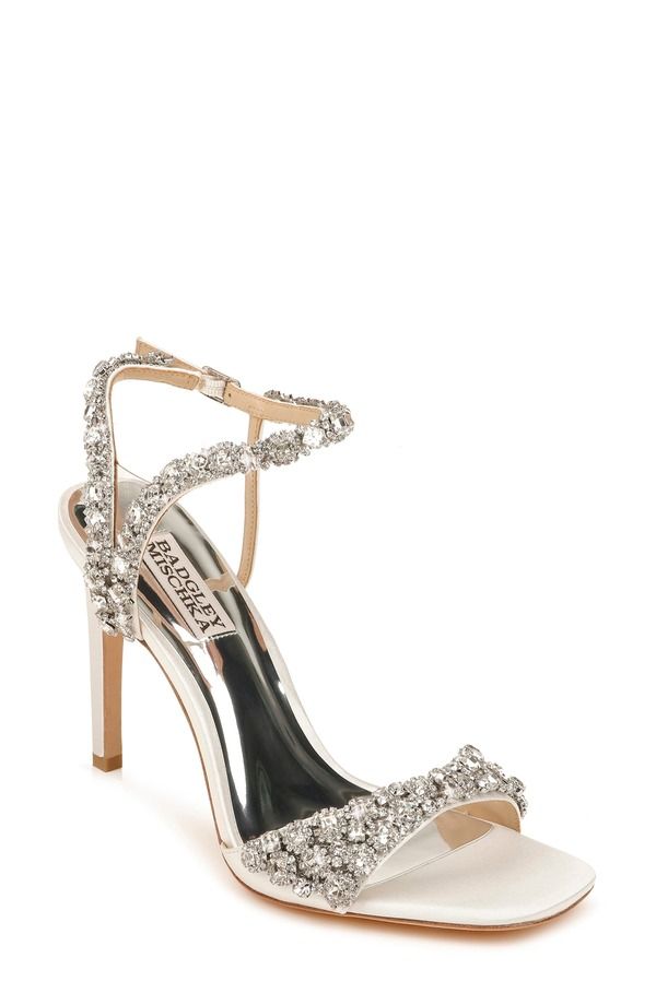 バッドグレイミッシカ レディース シューズ ヒール サンダル Badgley Mischka Collection Galia Embellished Sandal Soft White Satin ホワイト