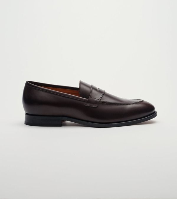 ジャック アーウィン メンズ シューズ ワンピース レザー ローファー Jack Erwin Luke Leather Dress Penny Loafer Brown Full Grain ブラウン