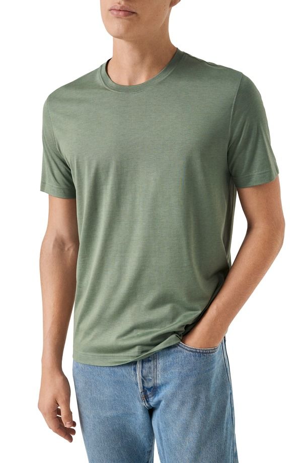 エトン メンズ トップス Tシャツ シルク コットン Eton Silk Cotton TShirt Dark Green グリーン