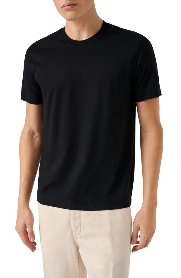 エトン メンズ トップス Tシャツ シルク コットン Eton Silk Cotton TShirt Black ブラック