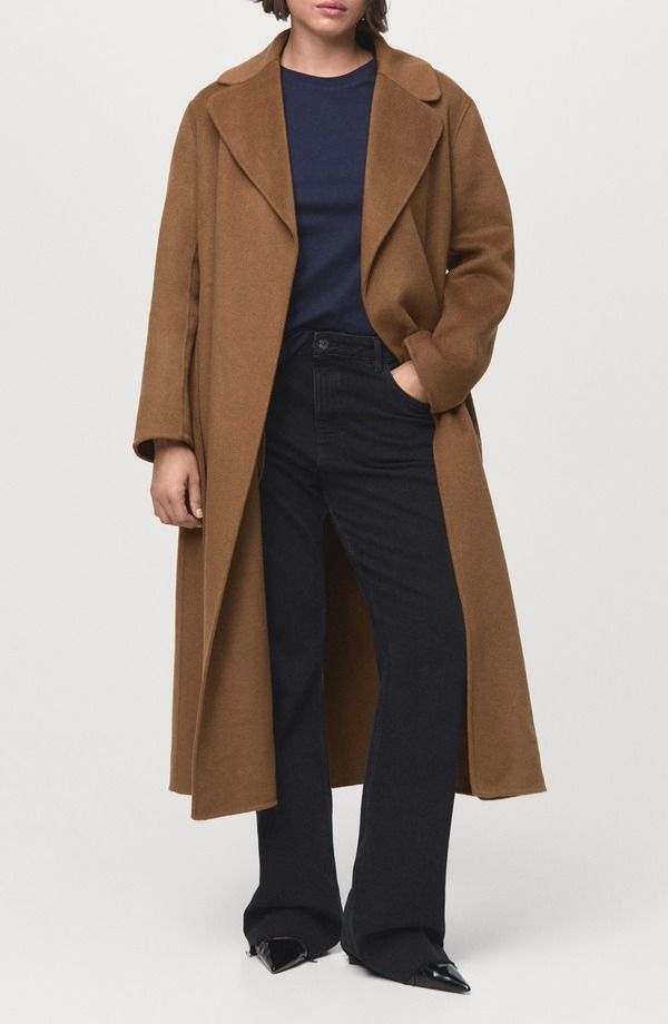 マンゴ レディース アウター ジャケット・ブルゾン ウール コート MANGO Wool Blend Wrap Coat Medium Brown ブラウン