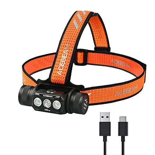 ACEBEAM H50 2.0 LED ヘッドライト 充電式 USB-C ヘッドランプ 明るい 2000ルーメン/3光源 集光・散光切替/170°広角照明 ワイド照射/180°調整可能/実用点灯30日/IP68防水 軽量 ヘルメット 作業 防 94352f78