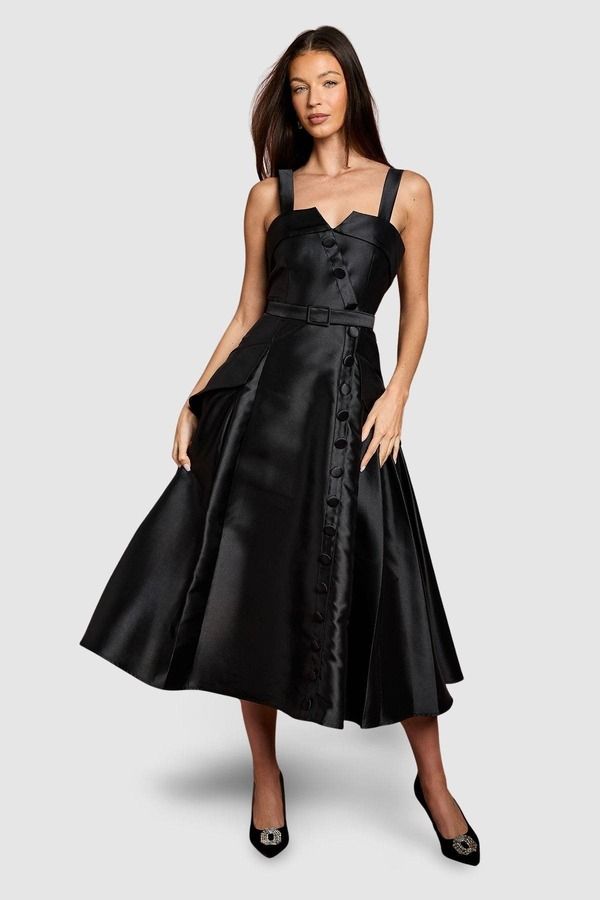 コースト レディース トップス ワンピース ミディ Coast Lisa Twill Volume Belted Midi Dress Black ブラック 47,280円