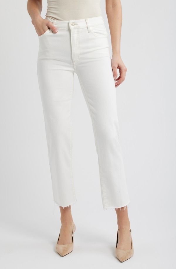 フレーム レディース ボトムス デニムパンツ ストレート ハイウエスト ジーンズ FRAME Le Sleek Raw Hem High Waistraight Leg Jeans Au Natural Clean Raw After