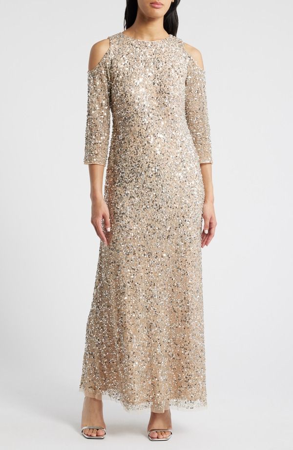 ピサッロナイツ レディース トップス ワンピース Pisarro Nights Beaded Cold Shoulder Cocktail Dress Blush ブラッシュ 45,480円
