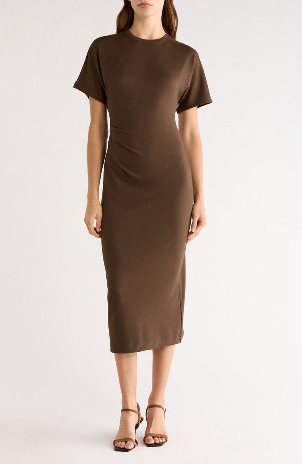 ヴィンス レディース トップス ワンピース ギャザー ミディ Vince Side Ruched Midi Dress Willow