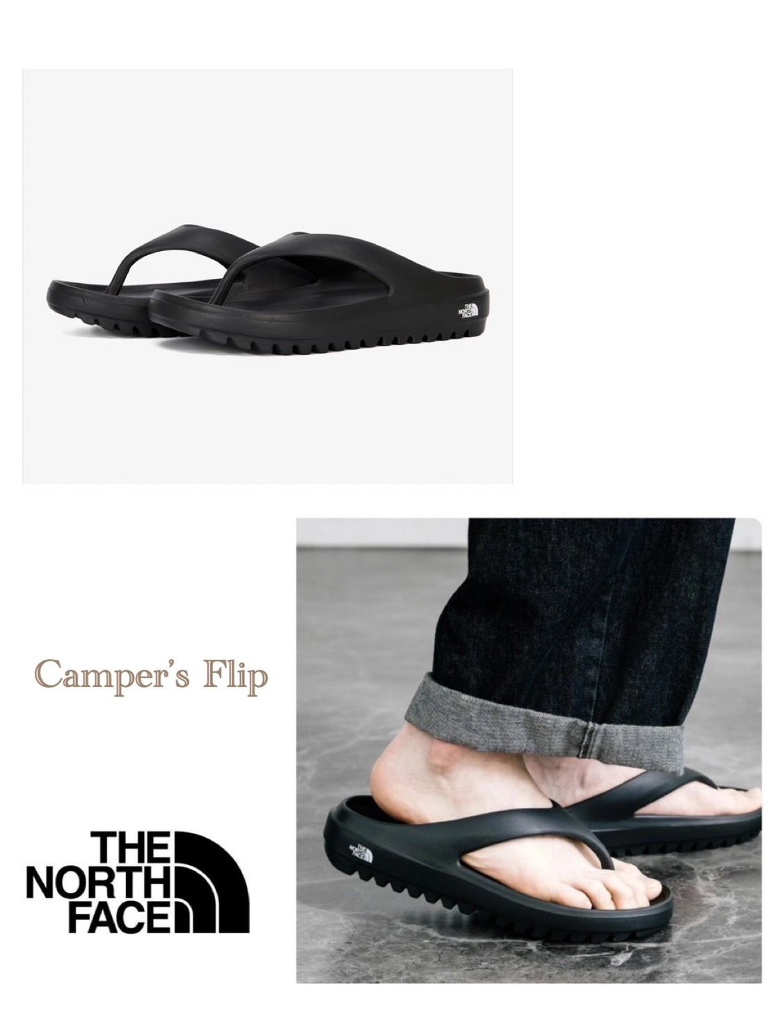 THE NORTH FACE ノースフェイス CAMPER'S FLIP キャンパーズ フリップ トングサンダル アウトドア メンズ レディース ブラック色 海外限定