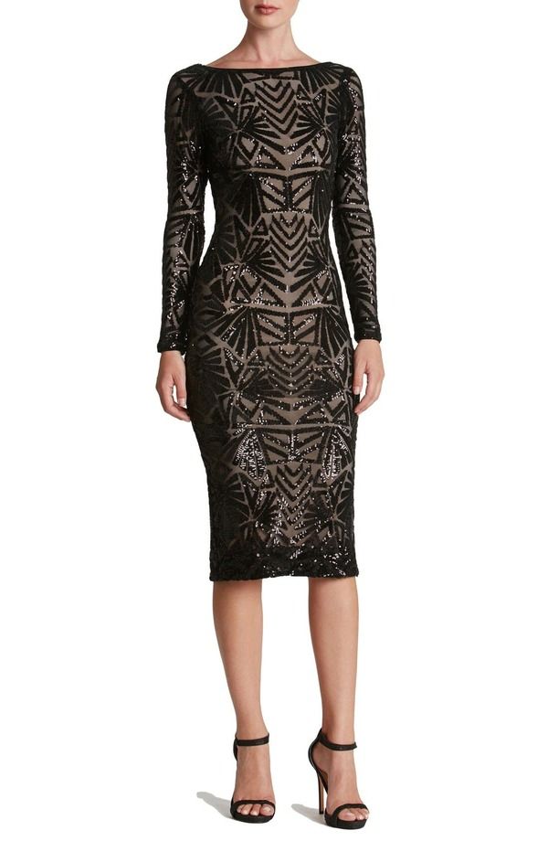 ドレスザポプレーション レディース トップス ワンピースパンコール Dress the Population Emery Long Sleeve Sequin Cocktail Dress Black ブラック 46,680円